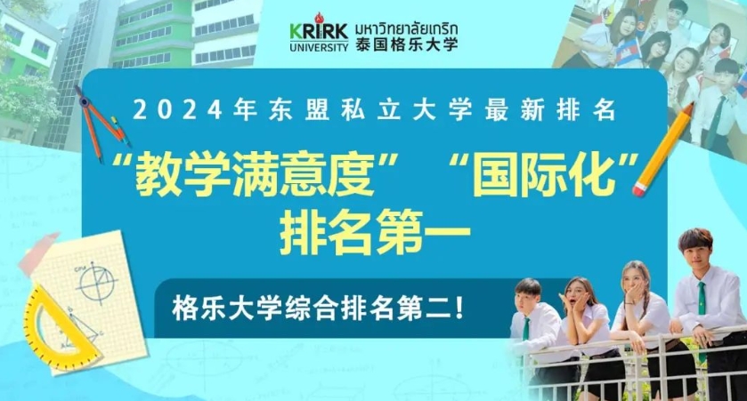 泰国格乐大学荣获2024东盟私立大学最新综合排名第二！教学满意度和国际化指标评分荣获第一！