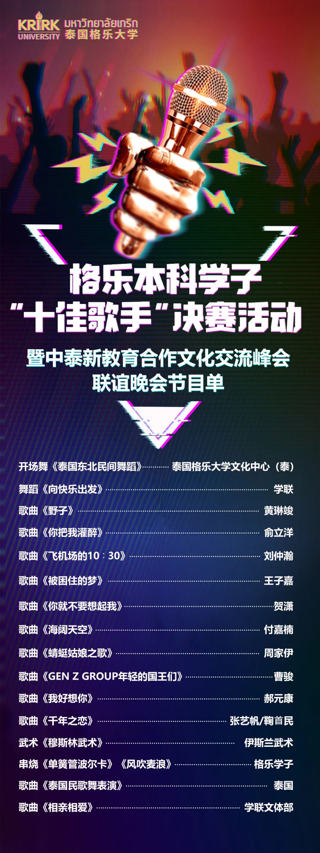 和音共鸣，激情飞扬——泰国格乐大学本科学子“十佳歌手”决赛活动暨中泰新教育合作文化交流峰会联谊晚会圆满举办